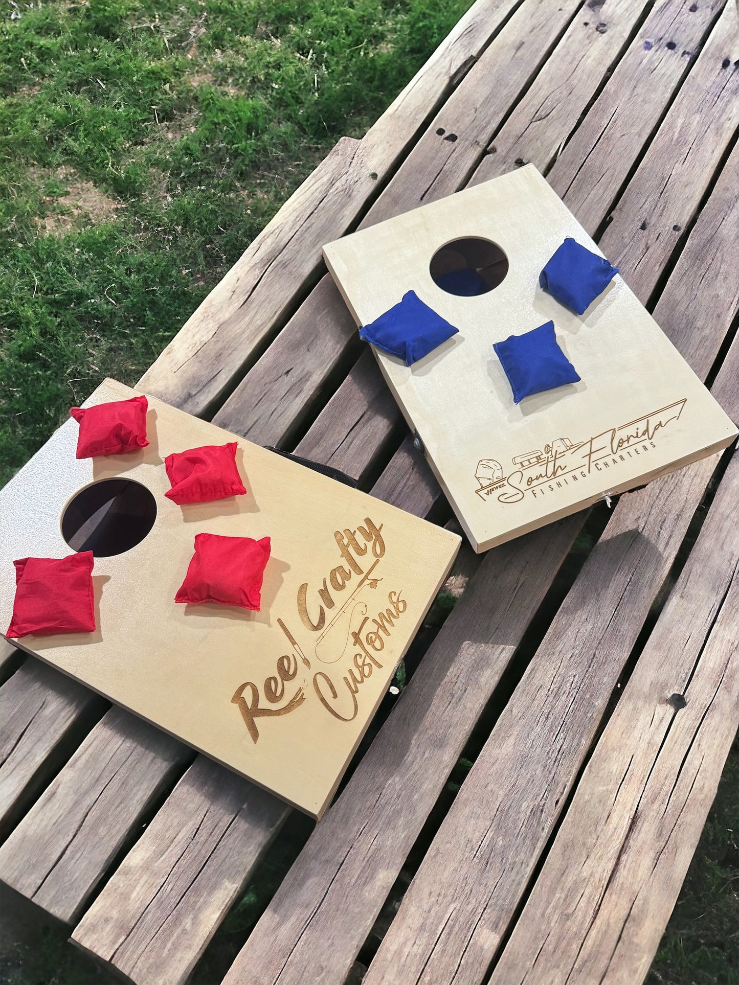 Custom Engraved Travel Cornhole Boards with Bags