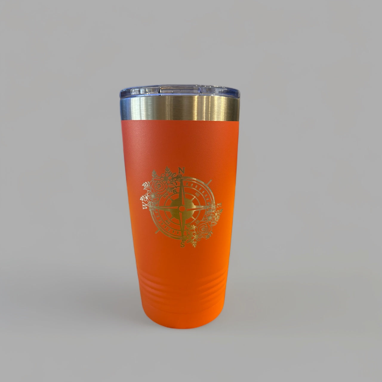 Floral Compass Engraved Coral 20oz Tumbler