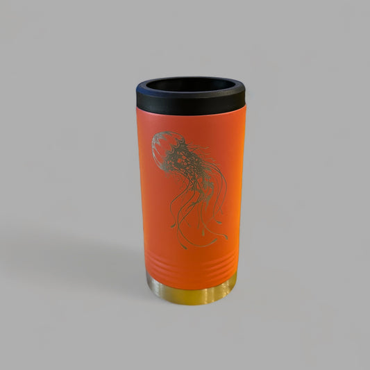 Floral Jellyfish Engraved Slim Can Holder